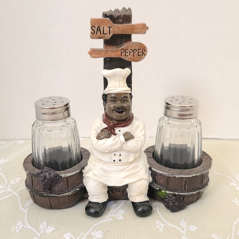 DWK African Black Chef Man Salt & Pepper Shakers Salt and Pepper Shaker Culinary